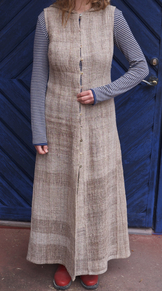 Nettle dress, woven and made by Sofia C.