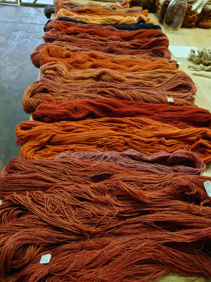 madder dyed wool yarns