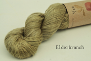Elderberry dyed yak and silk yarn