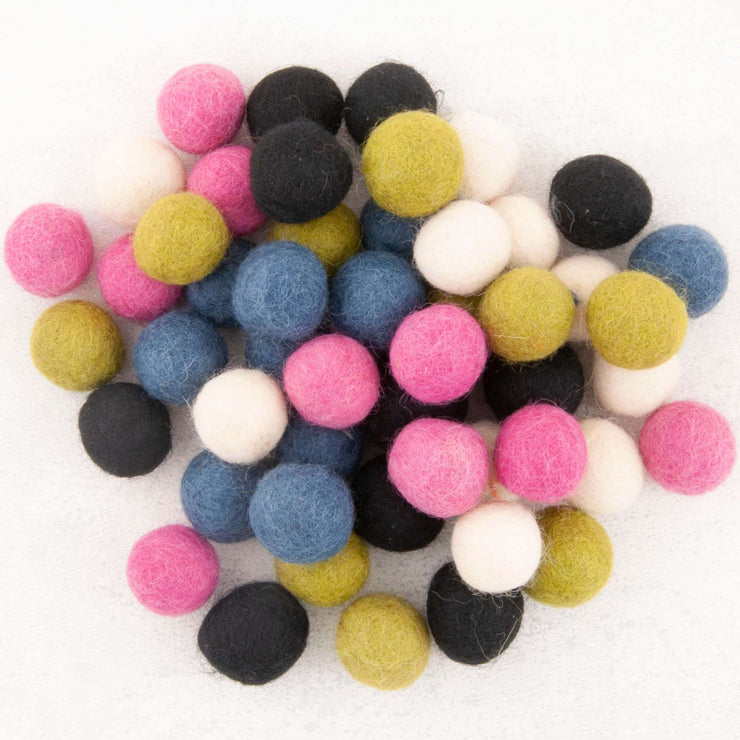 FELT BEADS HANDMADE 18mm ~ 50 pieces mixed in 5 VIP colours