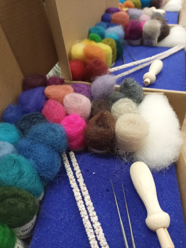 needle felting kit close up of colours