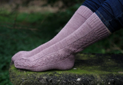 A pale Fire knitting pattern design for socks by Ailbíona McLochlainn using turin yarn