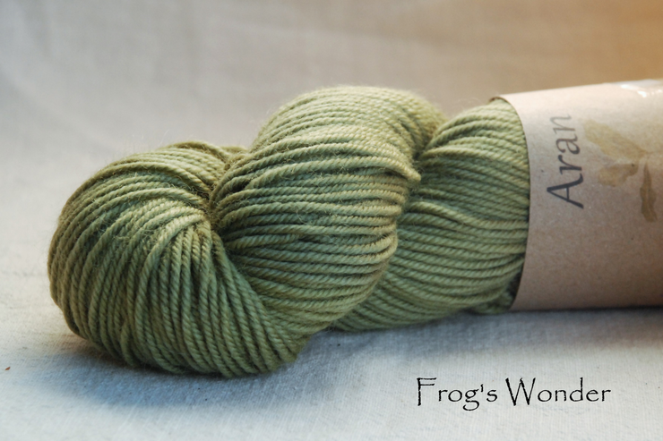 Frog's Wonder aran yarn naturally dyed with sage