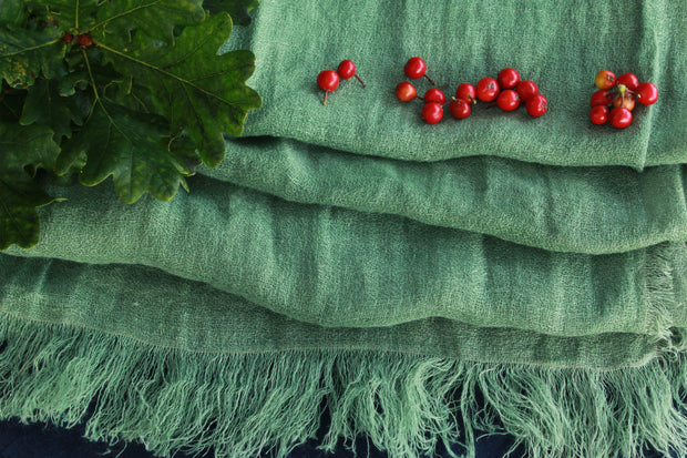 Holly Linen scarf naturally dyed handmade close up