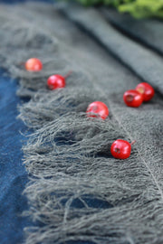Walnut naturally dyeing Linen scarf, handmade in ireland fringe
