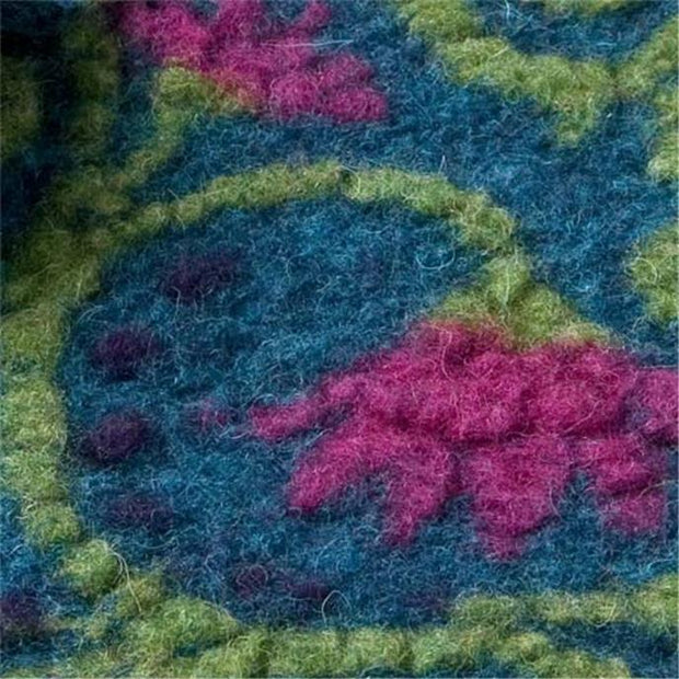 FLOWERWALK PETROL ~ Felted Wool fabric detail