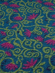 FLOWERWALK PETROL ~ Felted Wool fabric pattern