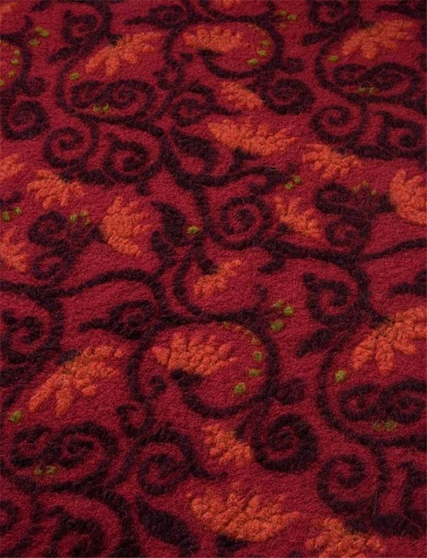 Flowerwalk red felted wool fabric pattern