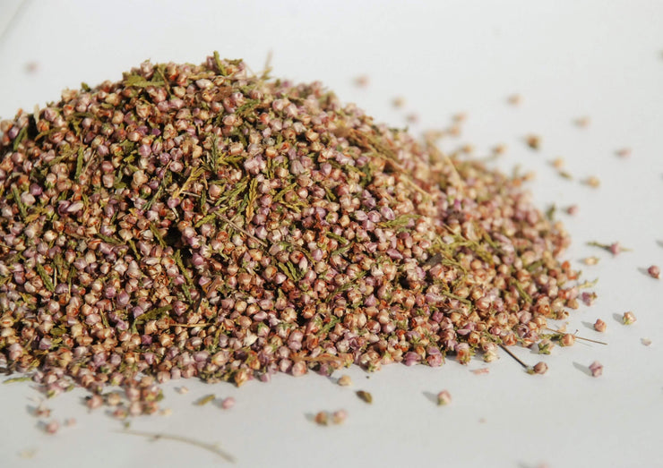 Heather flowers rubbed